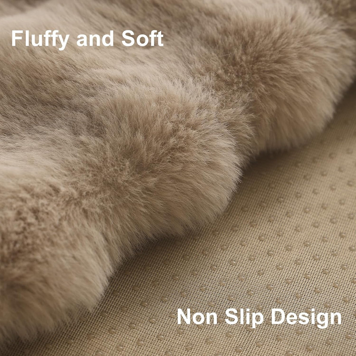Luxurious Soft Plush Faux Fur Couch Cover - Thick and Warm Non-Slip Sofa Protector for 3-Cushion Sectional - Perfect Furniture Cover for Pets (Khaki, 36" X 82")