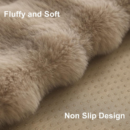 Luxurious Soft Plush Faux Fur Couch Cover - Thick and Warm Non-Slip Sofa Protector for 3-Cushion Sectional - Perfect Furniture Cover for Pets (Khaki, 36" X 82")
